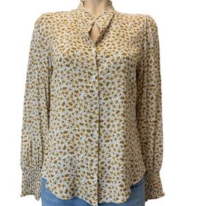 RW& CO Long Sleeve button Down Ditsy Floral Blouse Size Medium